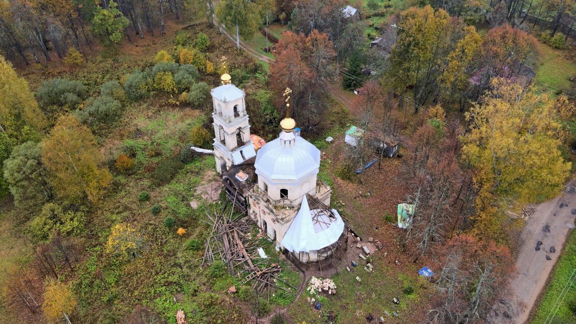 Церковь Введения во храм Пресвятой Богородицы, Молоково (Старицкий район, Тверская область). общий вид в ландшафте