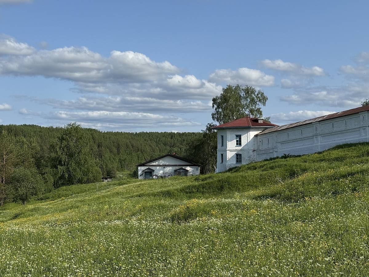 Северная стена и угловая Кузнечная башня, архитектурные детали. Ульяновский Троице-Стефанов монастырь, Ульяново (Усть-Куломский район, Республика Коми)