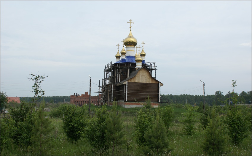 Церковь Всех Святых, в земле Российской просиявших, Новый Кременкуль (Сосновский район, Челябинская область). общий вид в ландшафте, Вид на Юго-Восточный фасад с апсидой