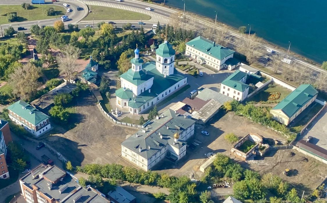 Иркутск. Знаменский женский монастырь. фасады, Вся территория монастыря с воздуха