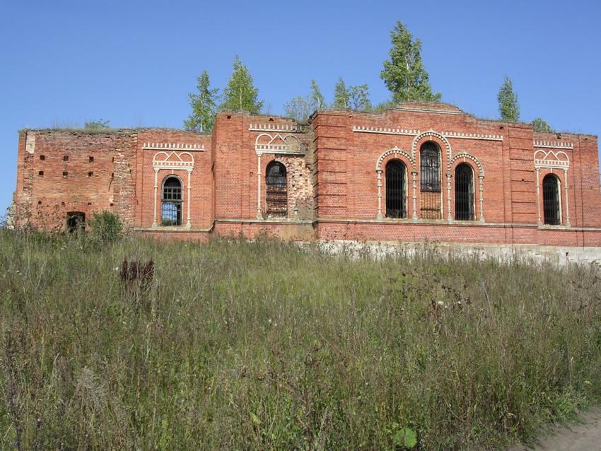 Церковь Рождества Пресвятой Богородицы, Жерновки (Милославский район, Рязанская область). фасады, Церковь Рождества Пресвятой Богородицы. Дата постройки кирпичной церкви после 1880 г. Предположительно 1914-1916 гг.