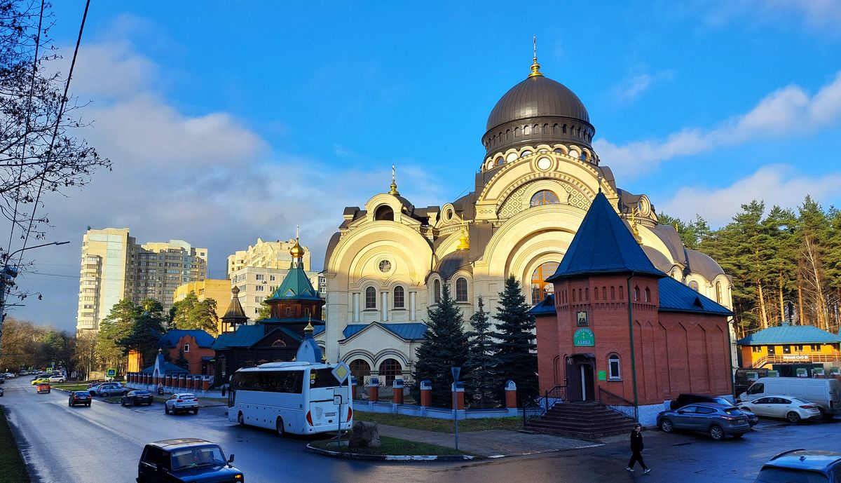 Церковь Казанской иконы Божией Матери, Раменское (Раменский район и гг. Бронницы, Жуковский, Московская область). общий вид в ландшафте