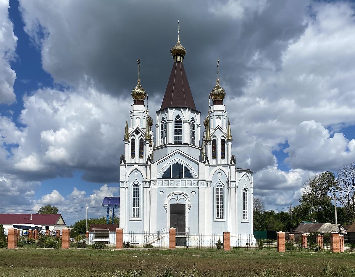 Вид с юга, фасады. Церковь Казанской иконы Божией Матери, Колодезское (Невежколодезное) (Задонский район, Липецкая область)