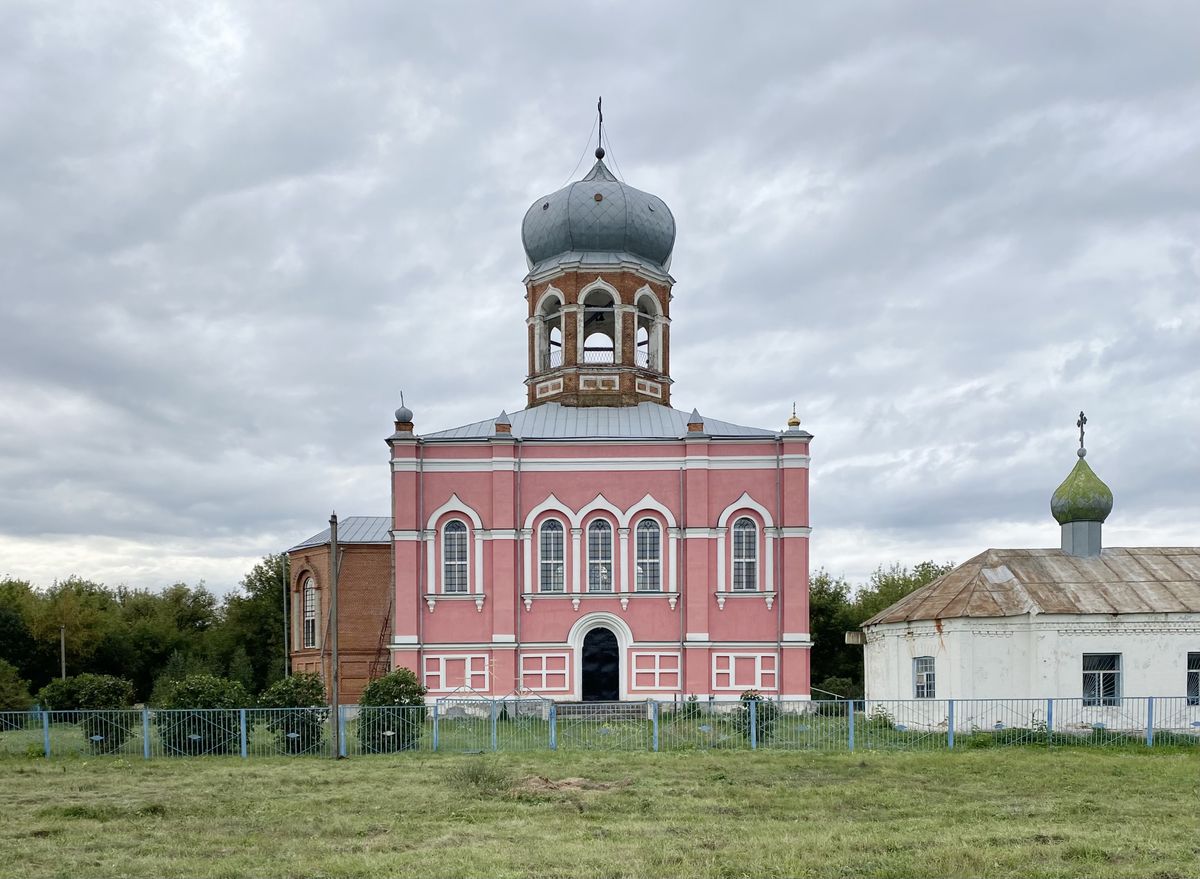 Вид с севера, фасады. Церковь Димитрия Ростовского, Пушкино (Добринский район, Липецкая область)