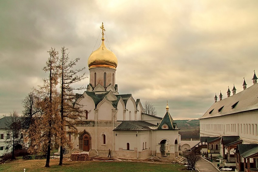 Звенигород. Саввино-Сторожевский монастырь. Собор Рождества Пресвятой Богородицы. общий вид в ландшафте