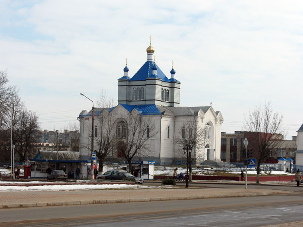 Дзержинск. Церковь Покрова Пресвятой Богородицы. общий вид в ландшафте