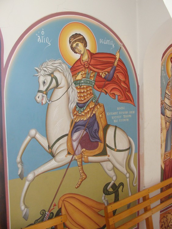 Церковь Илии Пророка, Протарас (Фамагуста, Кипр). интерьер и убранство, Роспись стены, вмч. Георгий Победоносец.