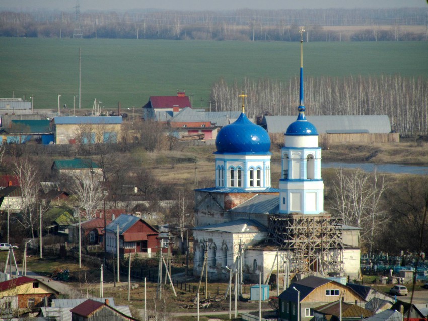 Церковь Николая Чудотворца в Заречье, Чаплыгин (Чаплыгинский район, Липецкая область). общий вид в ландшафте, вид с колокольни Троицкого собора