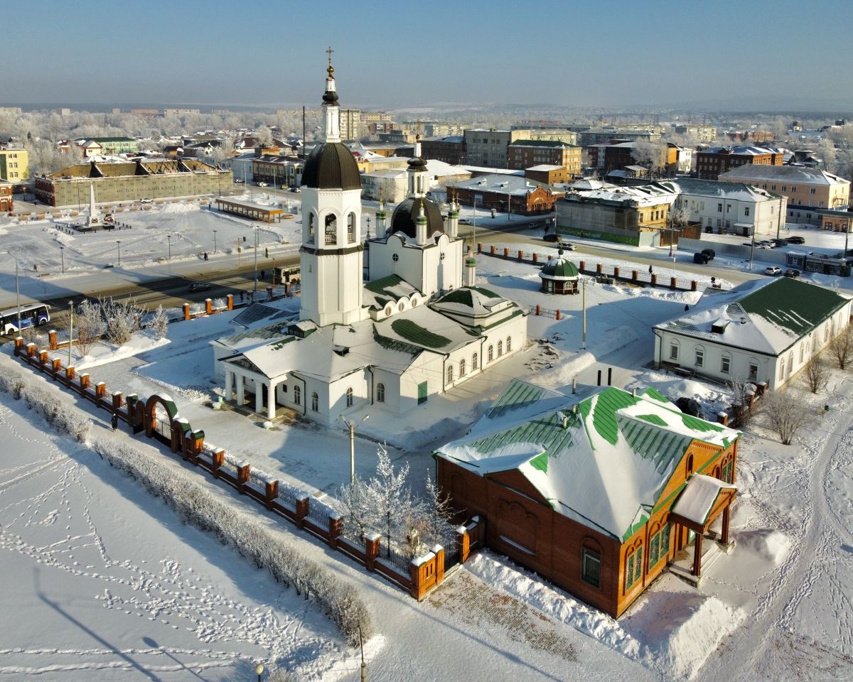 Кафедральный собор Троицы Живоначальной, Канск (Канский район и г. Канск, Красноярский край). общий вид в ландшафте, Вся территория вид с ЮЗ