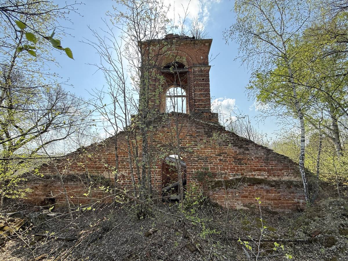 Церковь Троицы Живоначальной, Афанасьево (Алексинский район и пос. Новогуровский, Тульская область). фасады, Вид с крыши трапезной на колокольню