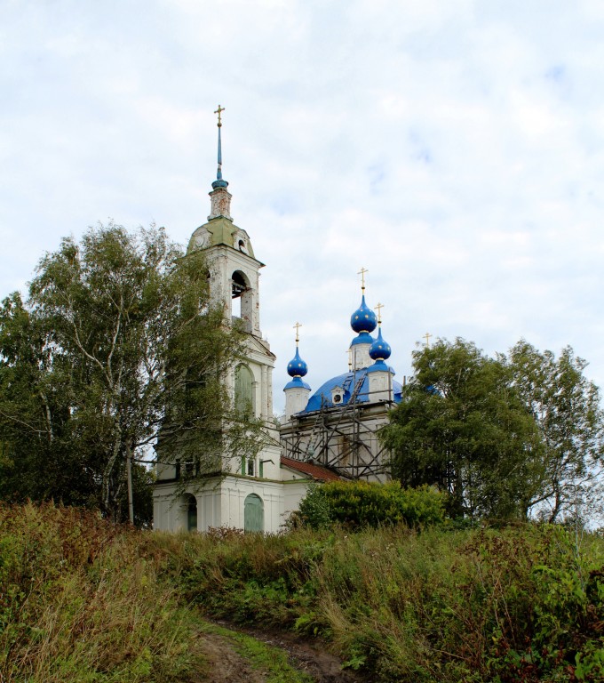 Алексино. Церковь Покрова Пресвятой Богородицы. общий вид в ландшафте