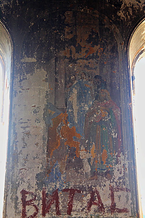 Церковь Космы и Дамиана, Юшково (Каслинский район, Челябинская область). интерьер и убранство, Остатки росписи