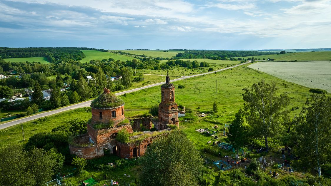 Церковь Воздвижения Креста Господня, Елшино (Пронский район, Рязанская область). общий вид в ландшафте