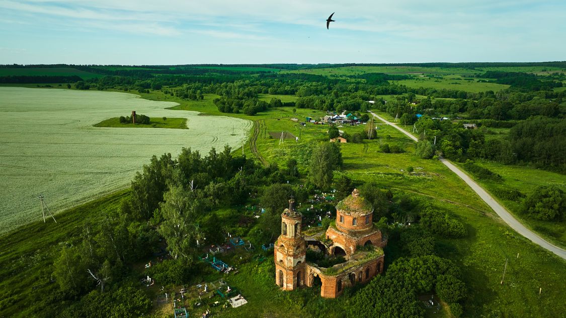 Церковь Воздвижения Креста Господня, Елшино (Пронский район, Рязанская область). общий вид в ландшафте