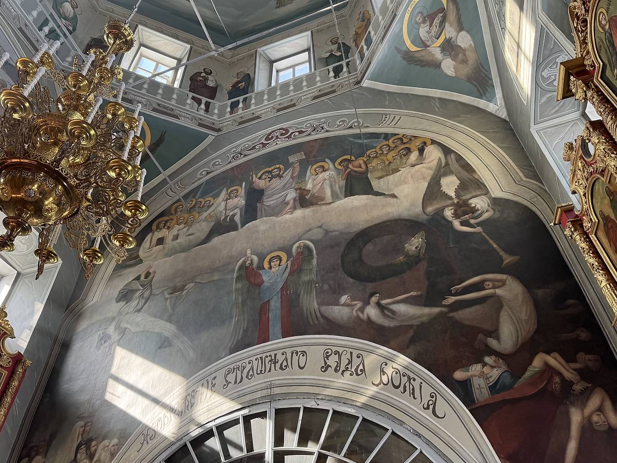 Роспись западной стены четверика, интерьер и убранство. Церковь Вознесения Господня, Степаново (Арзамасский район и г. Арзамас, Нижегородская область)