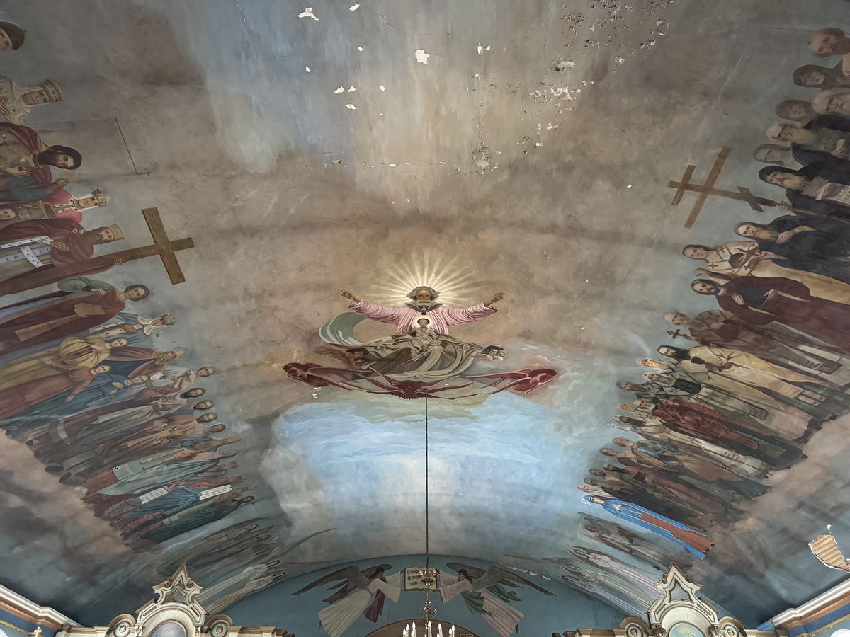 Роспись свода трапезной, интерьер и убранство. Церковь Покрова Пресвятой Богородицы, Кремёнки (Дивеевский район, Нижегородская область)