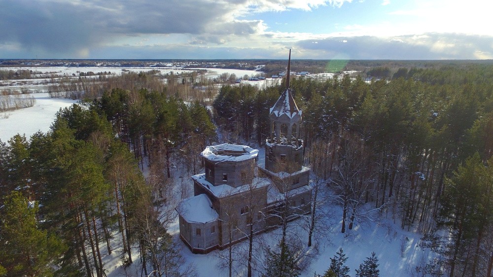 Церковь Рождества Иоанна Предтечи, Никольский Погост (Велико-Никольское) (Шенкурский район, Архангельская область). общий вид в ландшафте