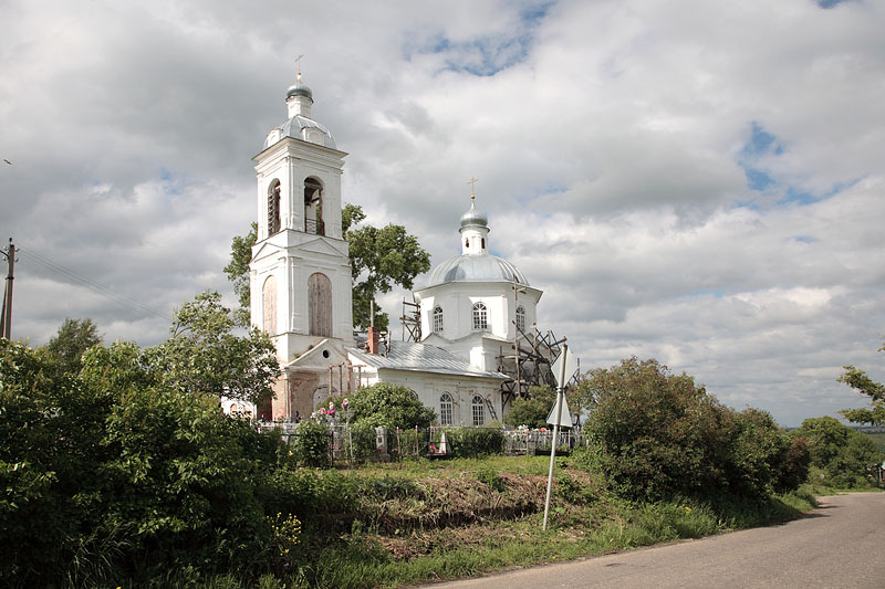 Пужбол. Церковь Димитрия Солунского. общий вид в ландшафте