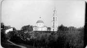 Колокольня церкви Троицы Живоначальной, Вид от главного дома. Фото 1903 г. Из архива семьи Леонтьевых. https://dzen.ru/a/Yro2r46jZ3URFl93 <br>, Воронино, Ростовский район, Ярославская область
