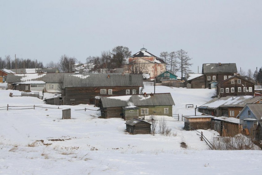 Сизябск. Церковь Благовещения Пресвятой Богородицы. общий вид в ландшафте