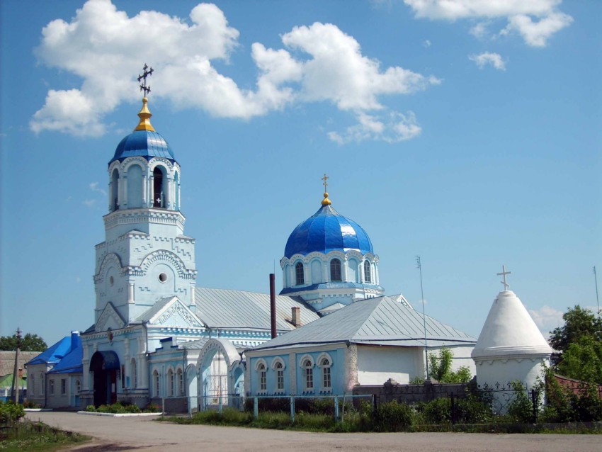 Усмань. Софийский Успенский женский монастырь. Церковь Успения Пресвятой Богородицы. общий вид в ландшафте