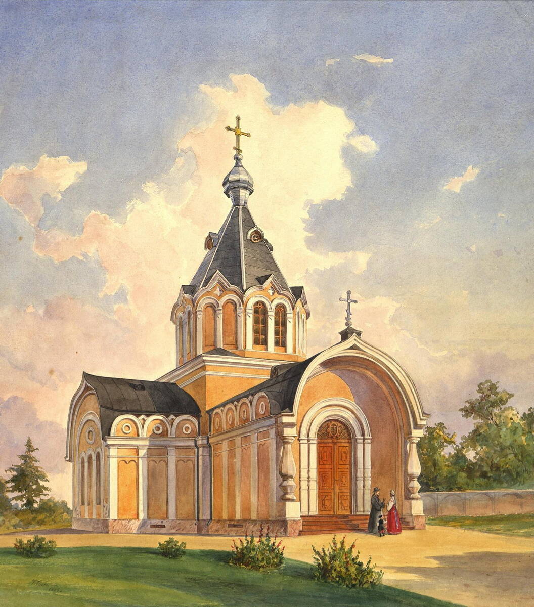 Церковь Рождества Пресвятой Богородицы, Тракай (Вильнюсский уезд, Литва). архивная фотография, Акварель второй половины XIX века из фондов Государственного Эрмитажа