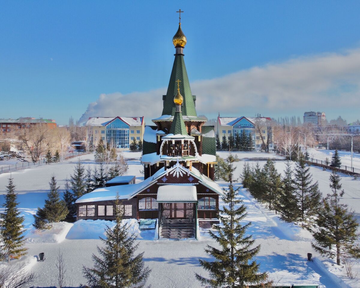Омск. Церковь Всех Святых в Казачьем сквере. фасады, Вид с запада