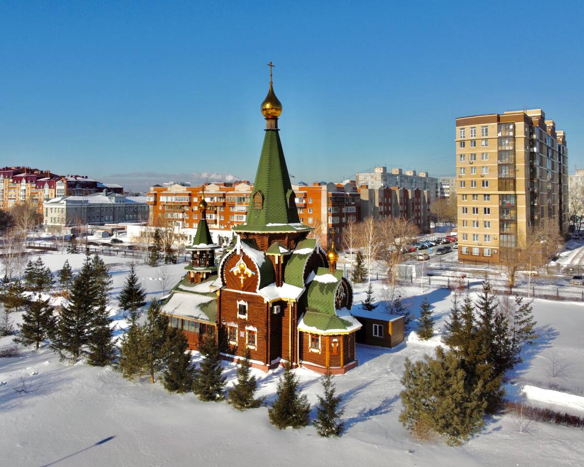 Омск. Церковь Всех Святых в Казачьем сквере. фасады, Вид с ЮВ