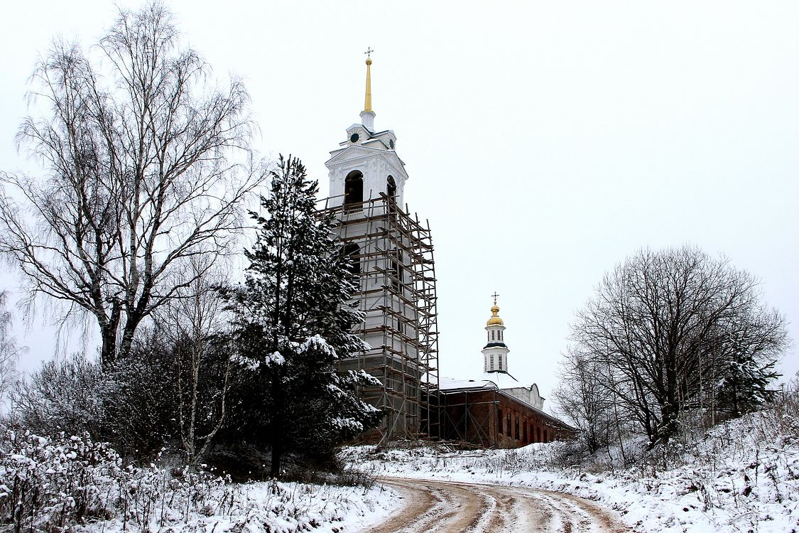 Церковь Троицы Живоначальной, Ошлань (Богородский район, Кировская область). фасады, Сезон работ 2019г. - восстановление колокольни. 