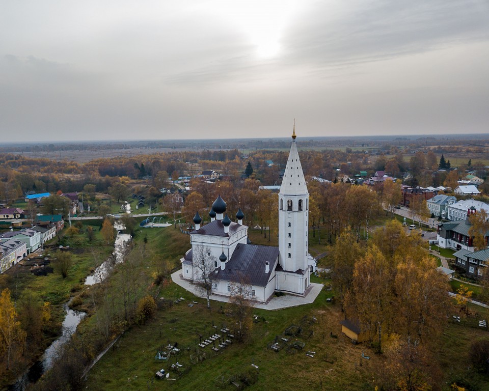 Церковь Воскресения Христова, Вятское (Некрасовский район, Ярославская область). общий вид в ландшафте