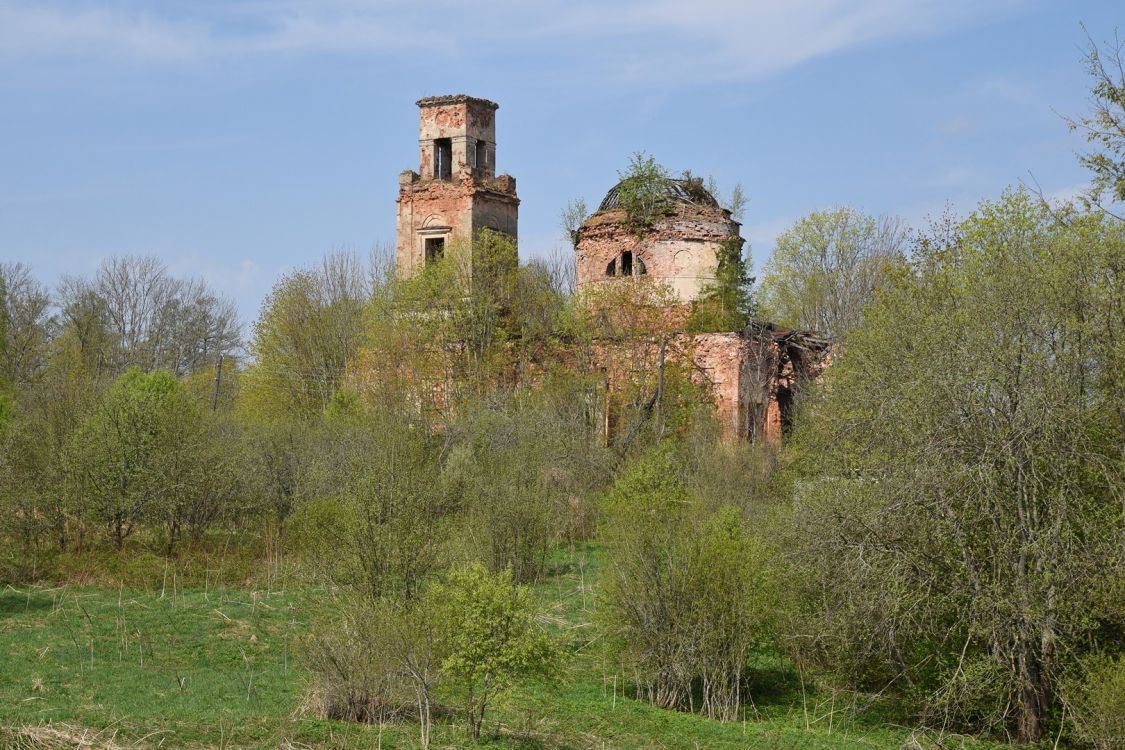 Церковь Троицы Живоначальной, Хворостьево (Торопецкий район, Тверская область). общий вид в ландшафте, Общий вид с юго-востока