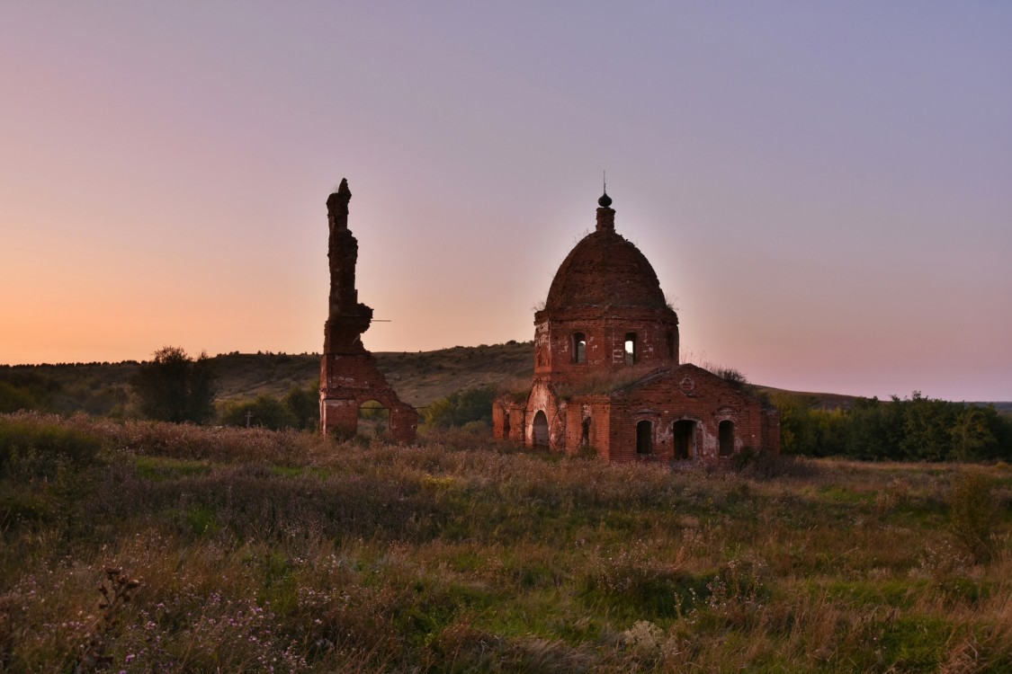 Абросимово. Церковь Николая Чудотворца. общий вид в ландшафте, Вид с юго-запада на закате