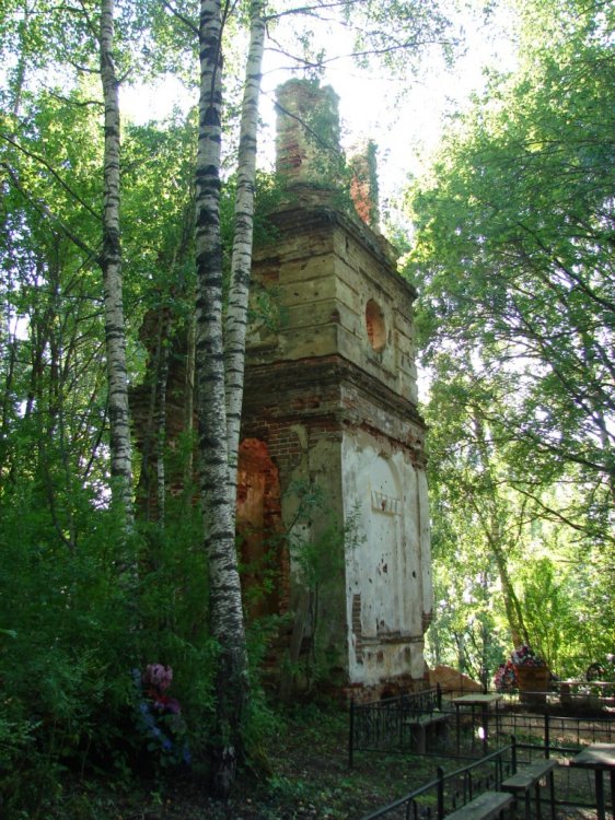 Церковь Ахтырской иконы Божией Матери (старая), Бакланово (Демидовский район, Смоленская область). общий вид в ландшафте
