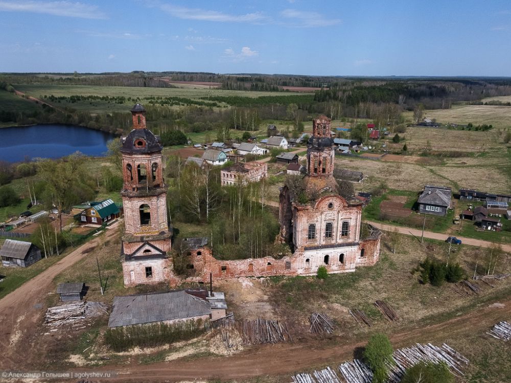 Церковь Димитрия Солунского, Пантыл (Белохолуницкий район, Кировская область). общий вид в ландшафте