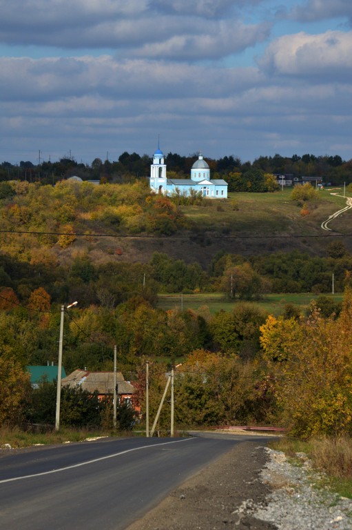 Церковь Успения Пресвятой Богородицы, Нижний Воргол (Елецкий район и г. Елец, Липецкая область). общий вид в ландшафте