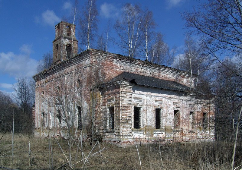 Есипово. Церковь Троицы Живоначальной. общий вид в ландшафте