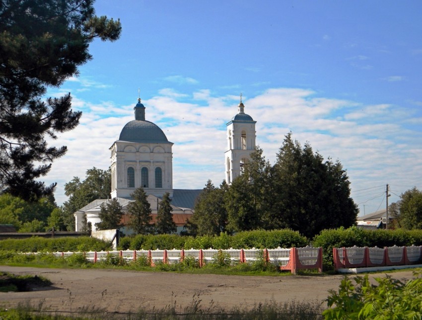 Касторное. Церковь Успения Пресвятой Богородицы. общий вид в ландшафте