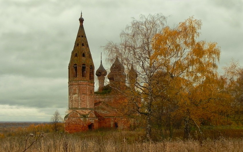 Церковь Казанской иконы Божией Матери, Княгинино (Нерехтский район, Костромская область). общий вид в ландшафте