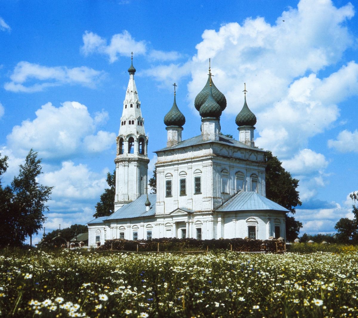 Кулиги. Церковь Покрова Пресвятой Богородицы. общий вид в ландшафте