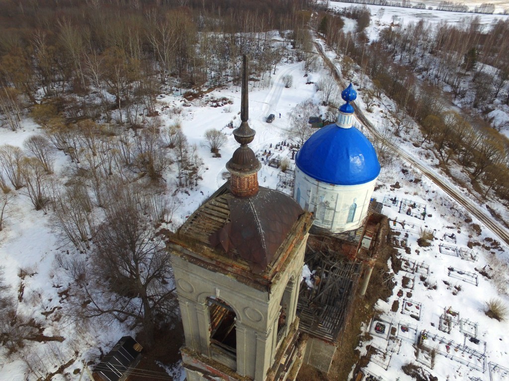 Николо-Перевоз, урочище. Церковь Николая Чудотворца на Никольском погосте. архитектурные детали, Завершение храма, фото с квадрокоптера