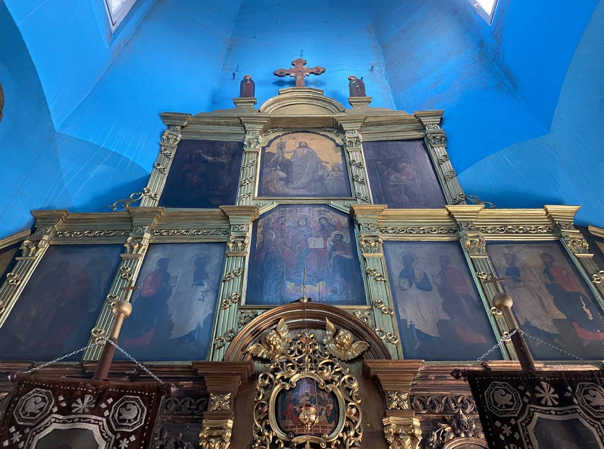 Верхняя часть иконостаса, интерьер и убранство. Церковь Воздвижения Креста Господня, Нерехта (Нерехтский район, Костромская область)