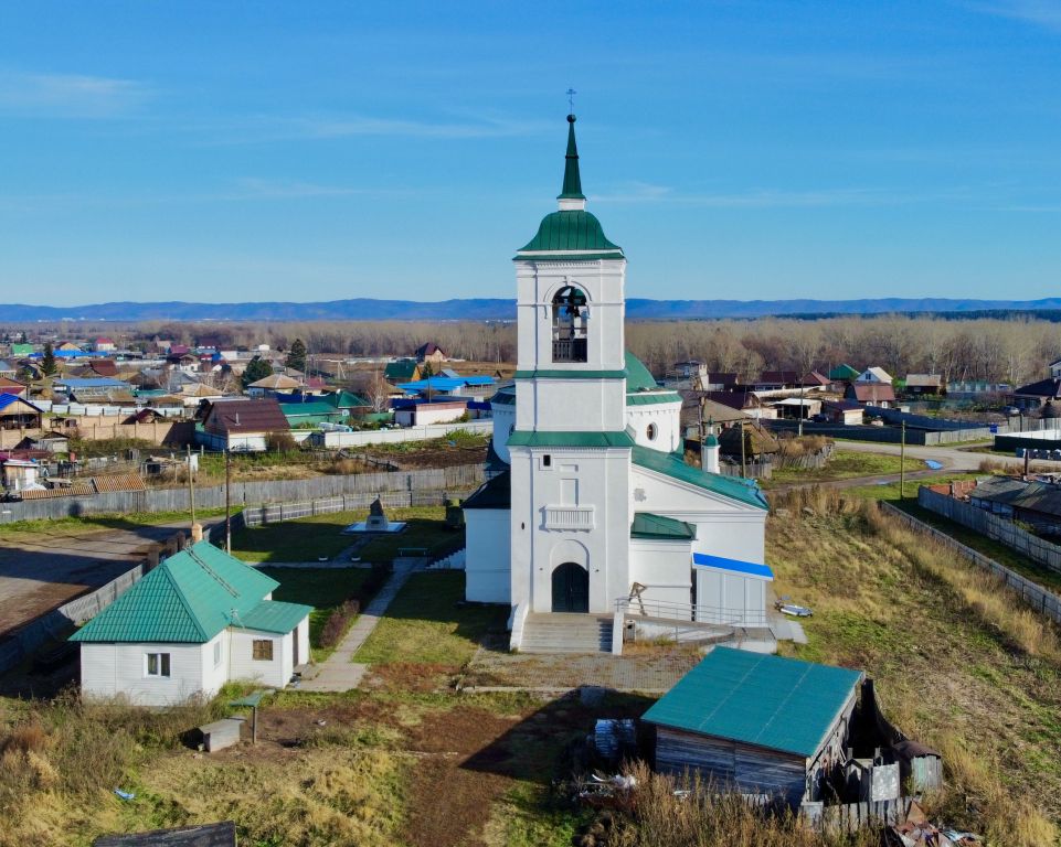 Церковь Троицы Живоначальной, Частоостровское (Емельяновский район, Красноярский край). фасады, С дрона вид с запада