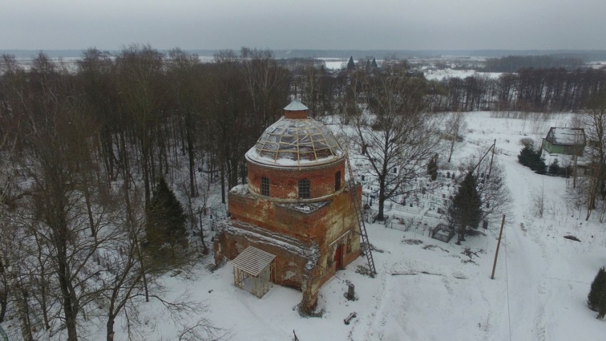 Дарищи. Церковь Николая Чудотворца. общий вид в ландшафте