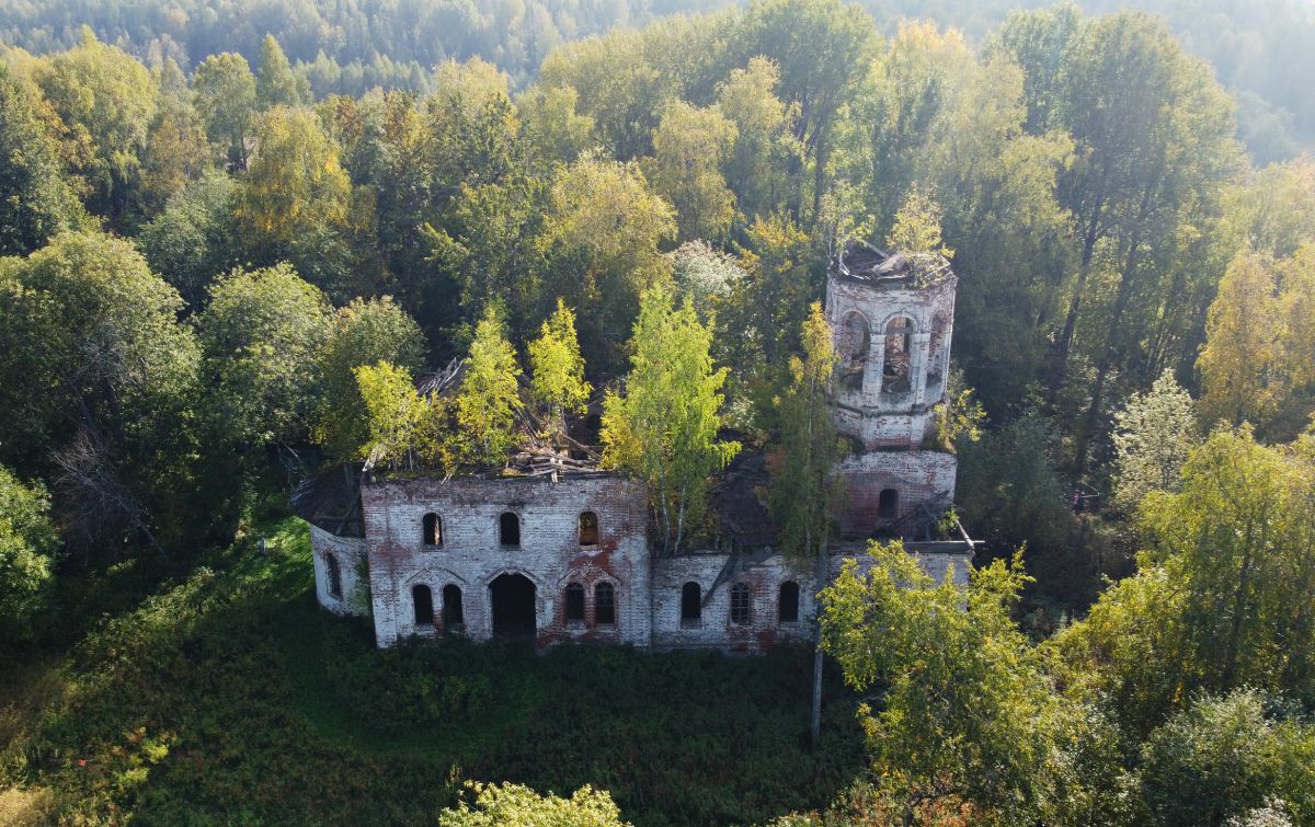 Церковь Илии Пророка, Ильинское, урочище (Шекснинский район, Вологодская область). общий вид в ландшафте