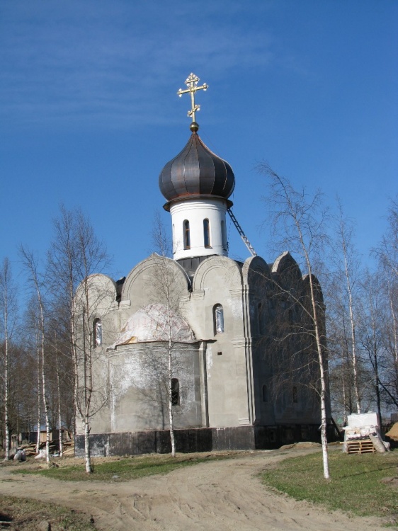 Церковь Ксении Петербургской, Жабино (Гатчинский район, Ленинградская область). документальные фотографии, Всё ещё строится.