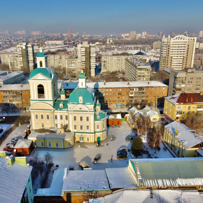 Благовещенский женский монастырь, Красноярск (Красноярск, город, Красноярский край). общий вид в ландшафте, Весь монастырь вид с юга