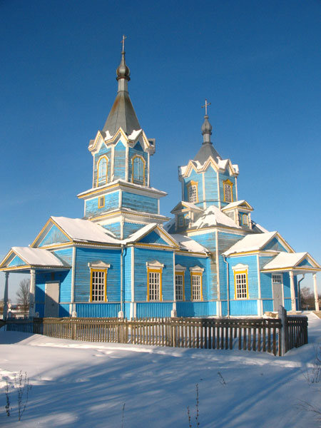 Церковь Рождества Пресвятой Богородицы, Красный Партизан (Добрушский район, Беларусь, Гомельская область). общий вид в ландшафте