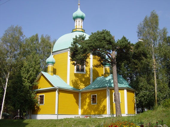 Деденево. Спасо-Влахернский монастырь. Церковь  Димитрия Солунского. общий вид в ландшафте