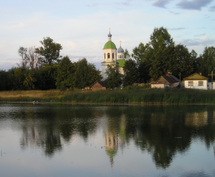 Церковь Троицы Живоначальной, Старково (Володарский район, Нижегородская область). общий вид в ландшафте