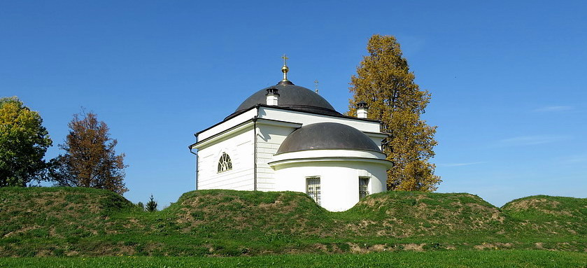 Семёновское (Бородинского с/о). Спасо-Бородинский монастырь. Церковь Спаса Нерукотворного Образа. общий вид в ландшафте